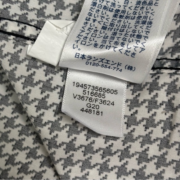 Land’s End Black/White Houndstooth Button-Up Women’s Size 14 Shirt Rolled Sleeve - Picture 9 of 9